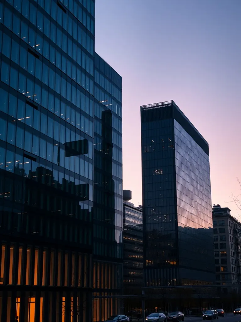 Modern glass office buildings in Brussels North District at